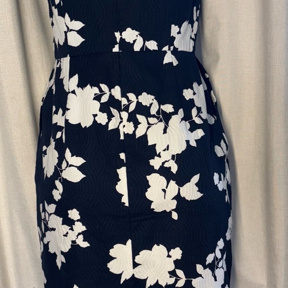 Talbots Strapless Sheath Dress in White and Blue - Picture 7 of 15